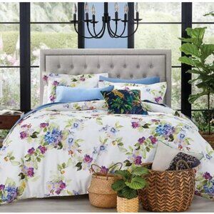English Garden Queen Duvet Cover Set Floral White Cotton 92x90 OekoTex 3-Piece